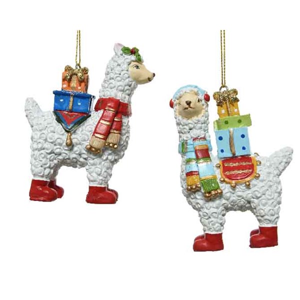 Vianočná figúrka - lama s darčekmi